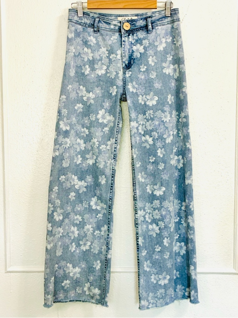 Light Blue Floral Print Women's Jeans